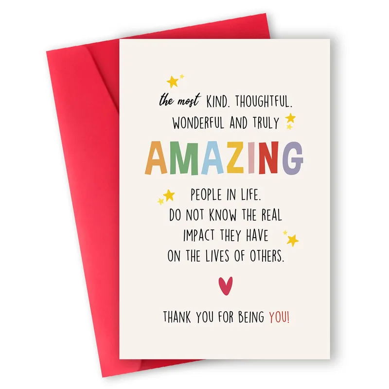 Thank You for Being You Card: Rainbow Words and a Red Heart