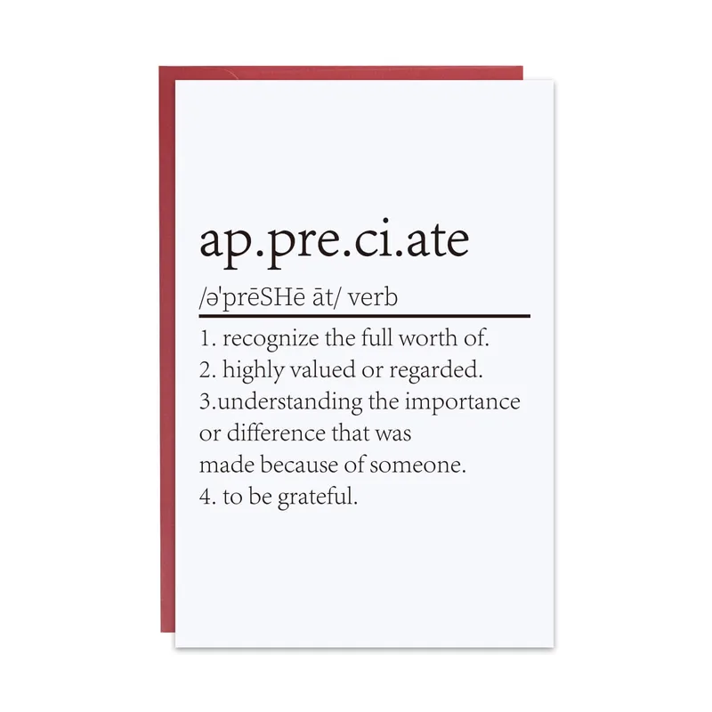 Ap Pre Ci Ate Card: A Dictionary-Style Thank You