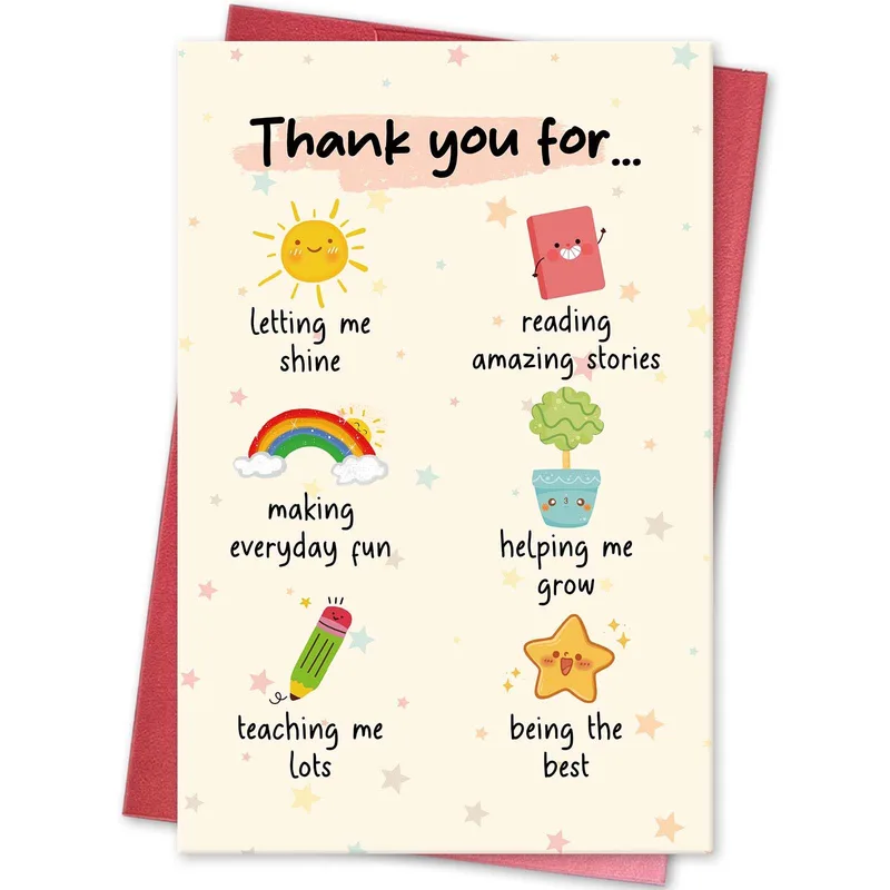 Cute Pastel Icons Card: a sweet thank you for teachers