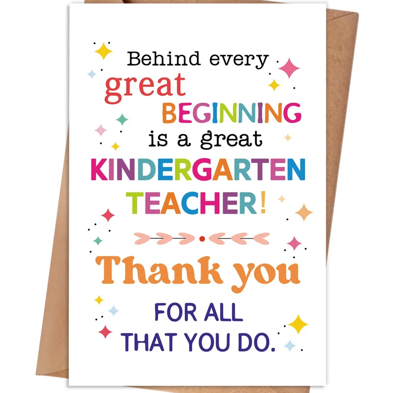 Kindergarten Teacher Card: Thank You for All You Do