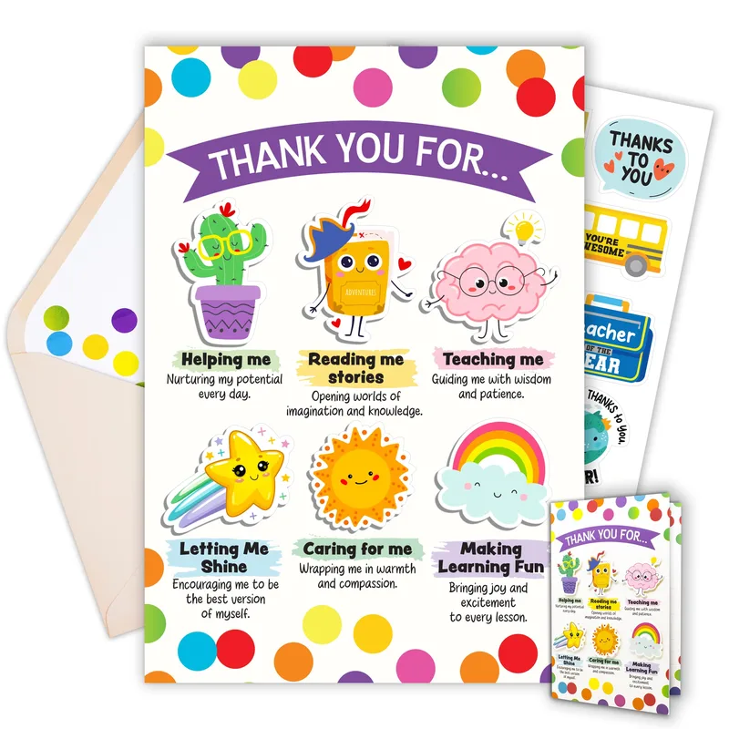 Cartoon Learning Characters Card for Thank-You Notes