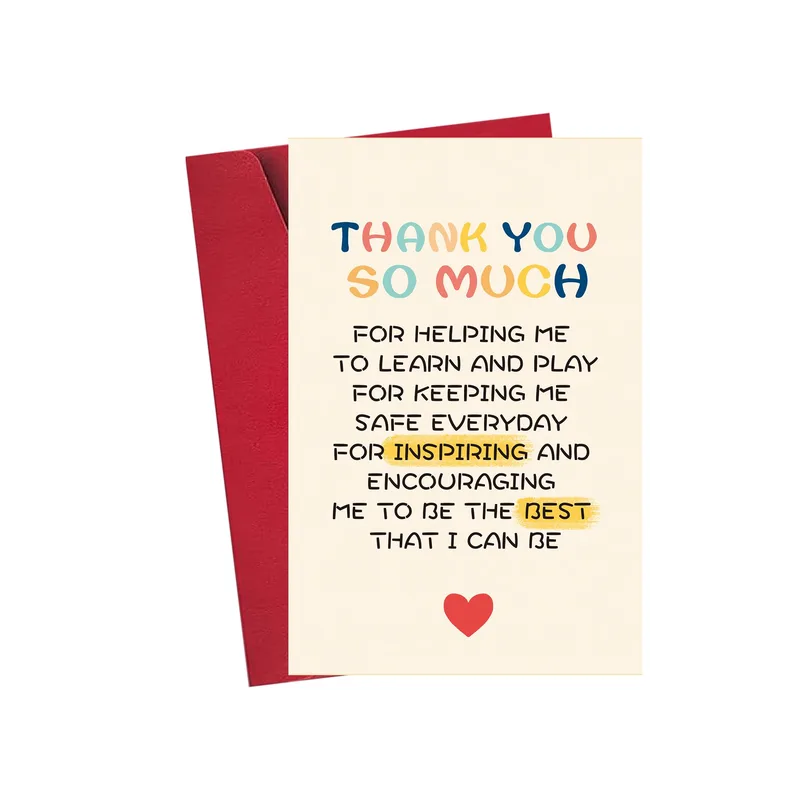 Colorful Text Heart Design Card with a thank you message