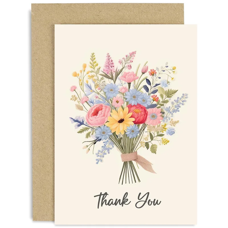 Wildflower Bouquet Thank You Card for Kind Hearts