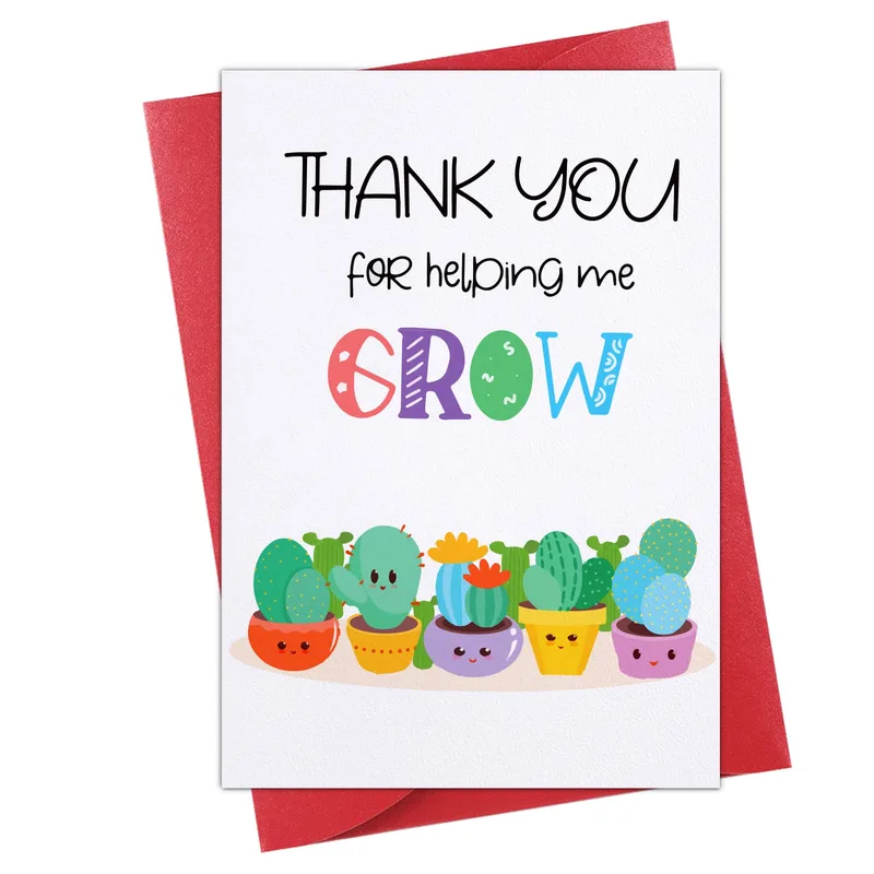 Thank You Helping Me Grow Card for Teachers and Mentors