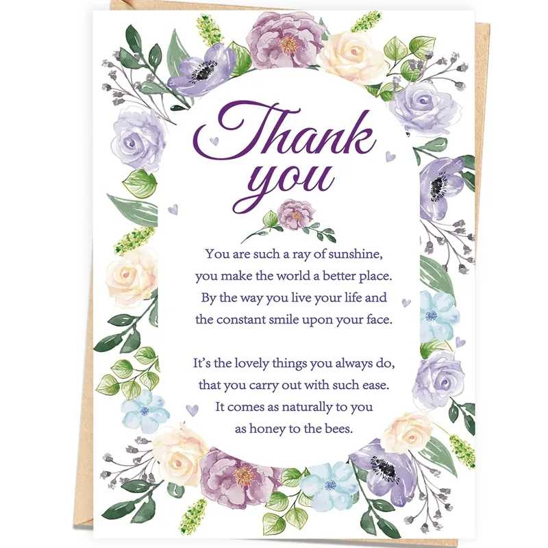Thank You Sunshine Card with Purple Watercolor Wreath