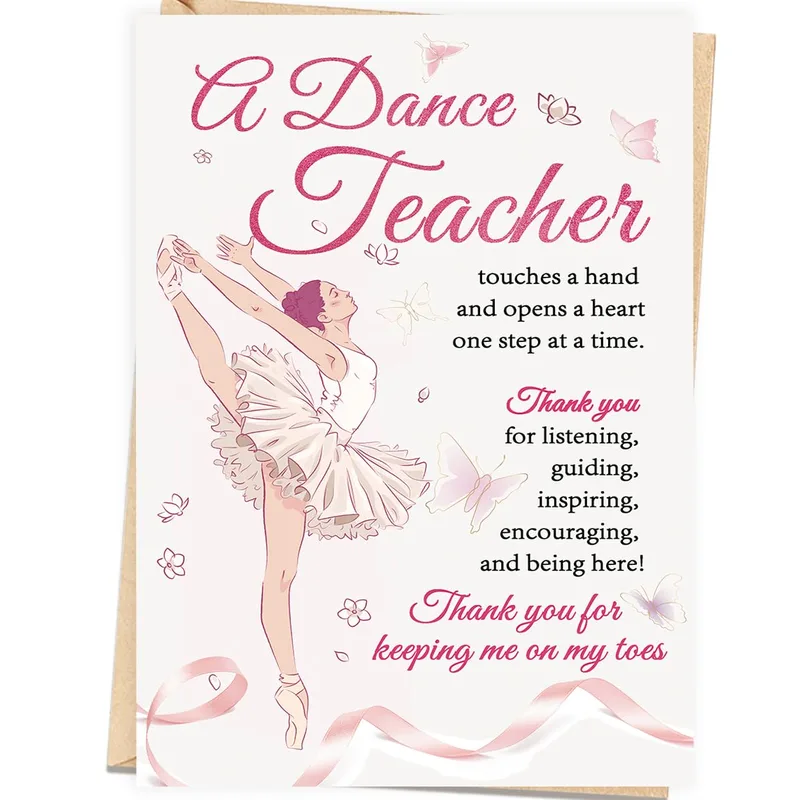Dance Teacher Thank You Card with a Pink Ballerina