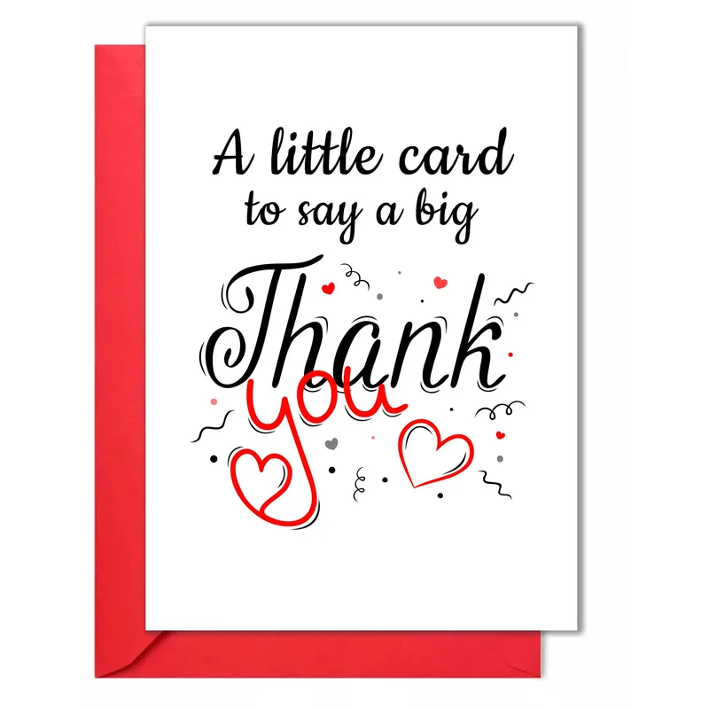 Black Script Red Hearts Card: A Thank You That Feels Personal