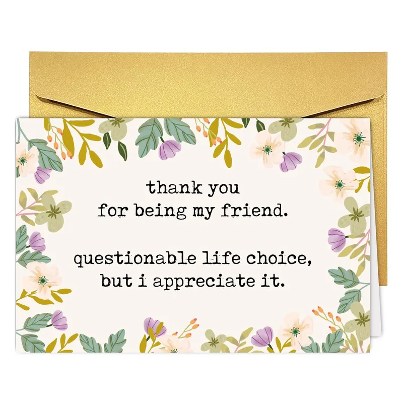 Friendship Thank You Card: A Floral Note With a Joke