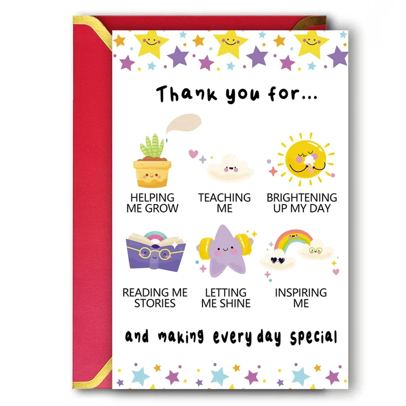 Cute Cartoon Stars Icons Card for Thank You Messages