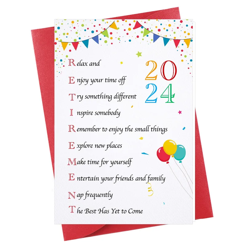Retirement Relax Card with a Colorful 2024 Acrostic