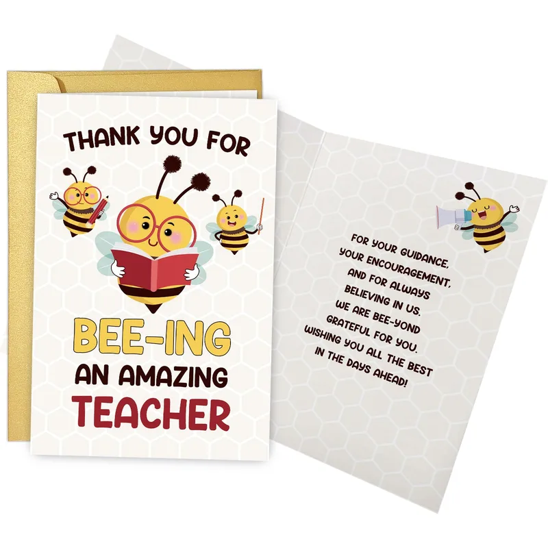 Bee Teacher Appreciation Card: Thank You for Bee-ing Amazing