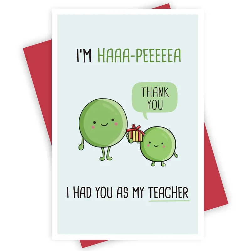 Pea Teacher Thank You Card: A Punny Thanks for Teachers