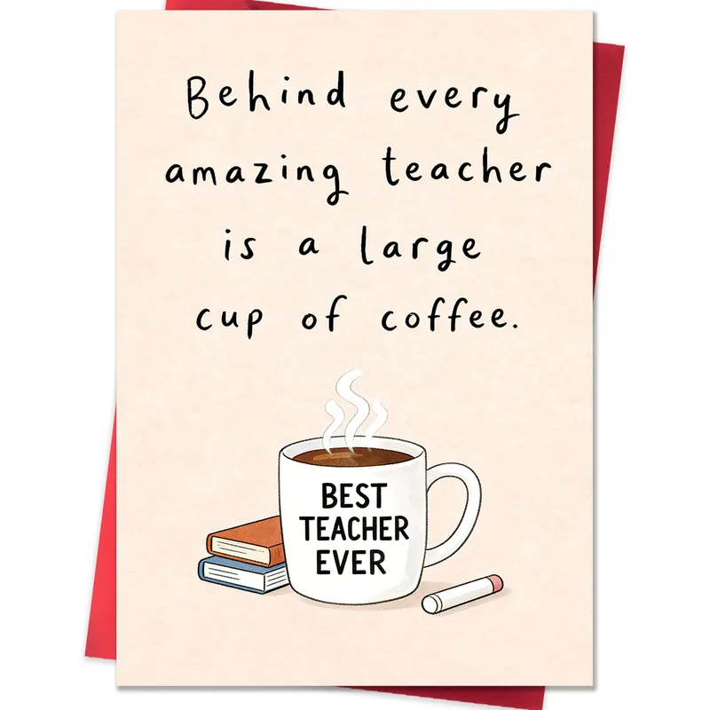 Coffee Loving Teacher Card: A Funny Thank You for Teachers