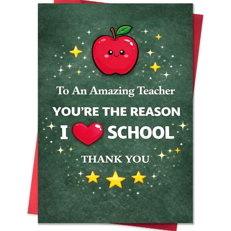 Reason I Love School Card – Greeting Card in black