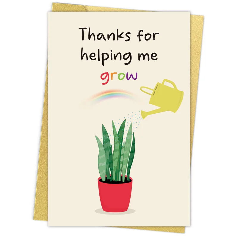 Thanks For Helping Card: Plant and Watering Can Thank You