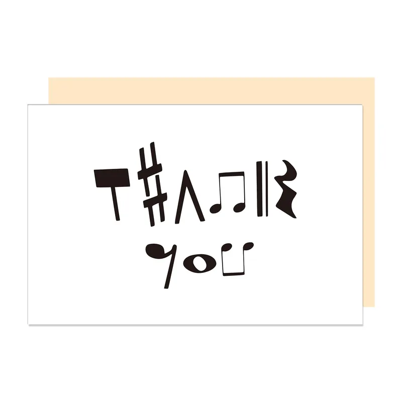 Gift Card Thank You Note with Musical Notes Lettering