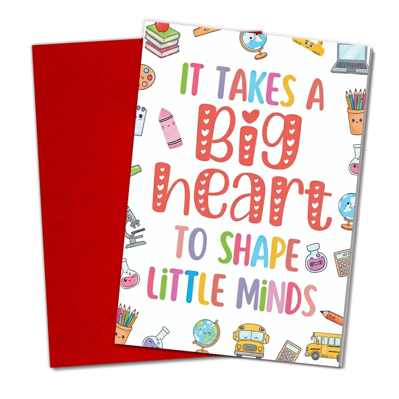 Colorful School Supplies Pattern Card: A Thank You for Teachers