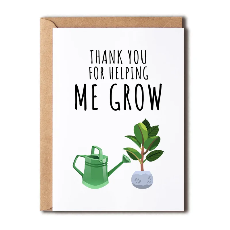 Plant Lover Thank You Card: Thanks for Helping Me Grow