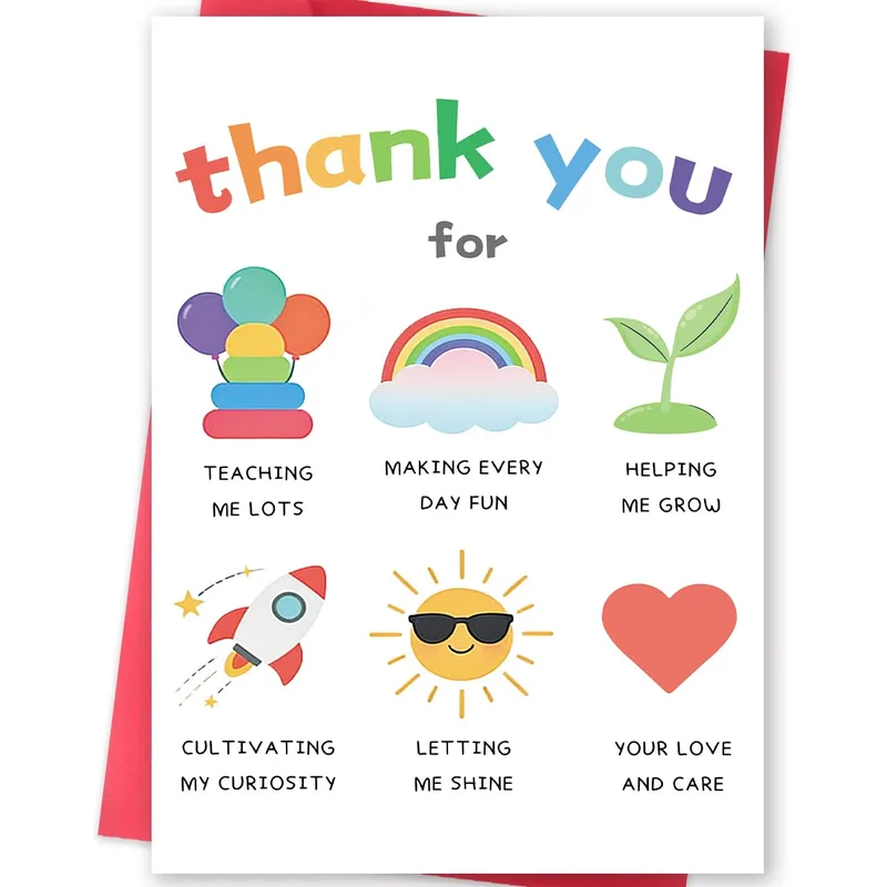 Colorful Rainbow Icons Card for a Teacher Who Shines
