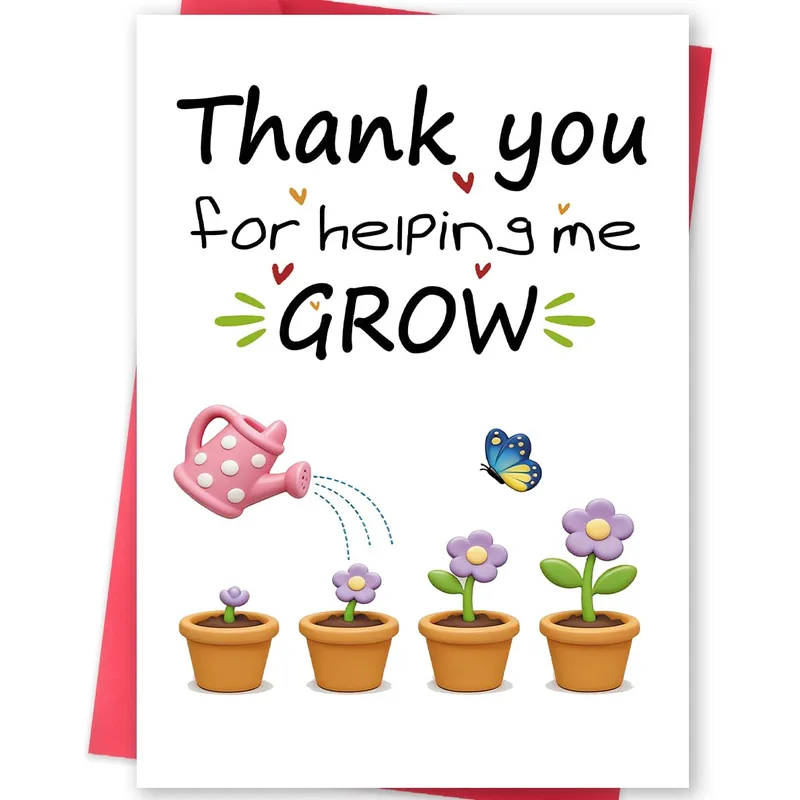 Plant Growing Thank You Card for Teachers and Mentors