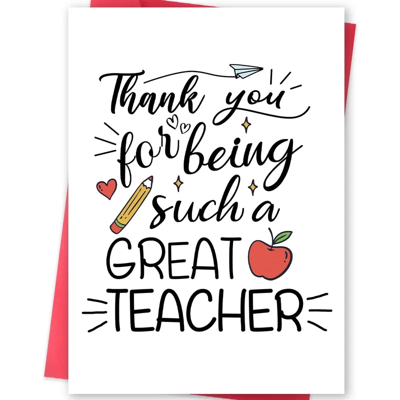 Black Script Text Pencil Card: A Thank You for Teachers
