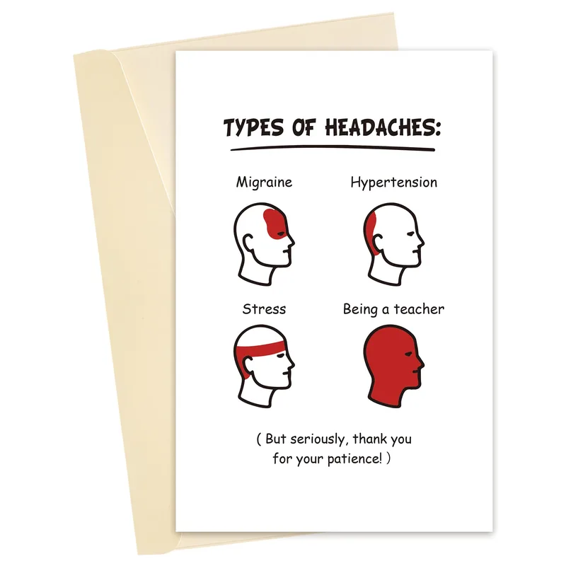 Funny Teacher Appreciation Card: Headache Diagram Design