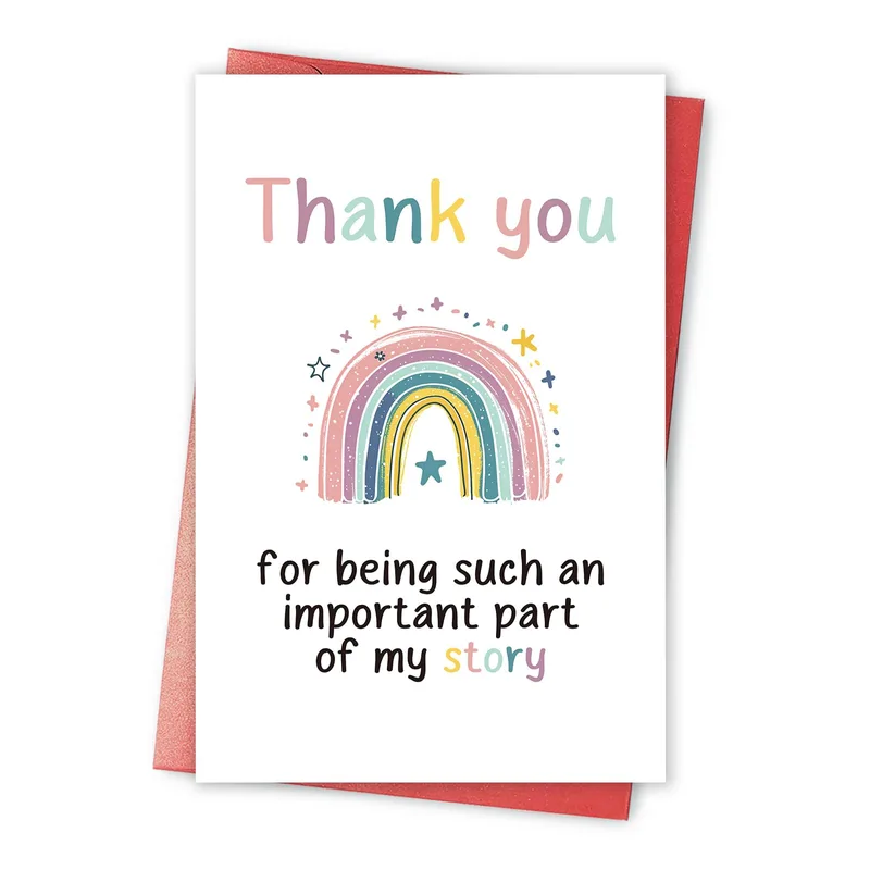 Pastel Rainbow Illustration Card: Thank You for Being Part of My Story