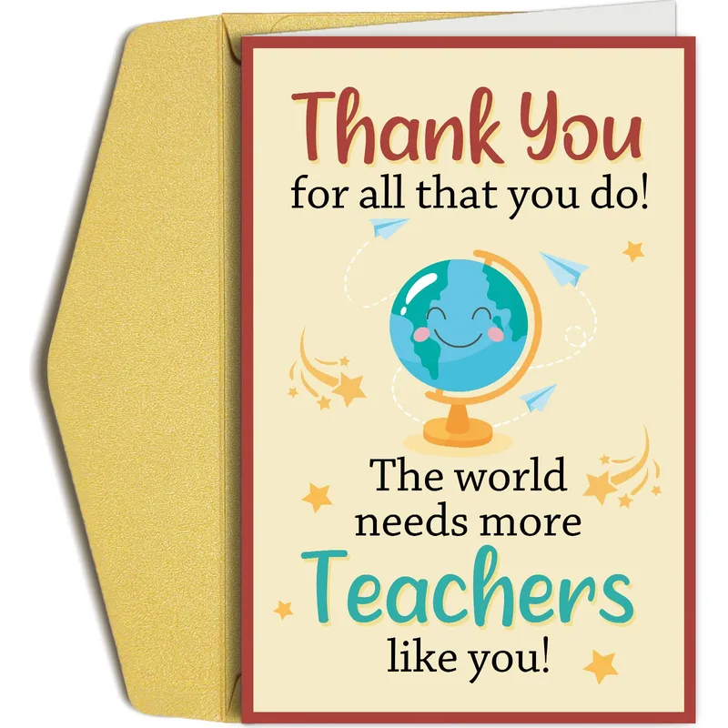 Cartoon Globe Teacher Card: A Thank You That Travels Far