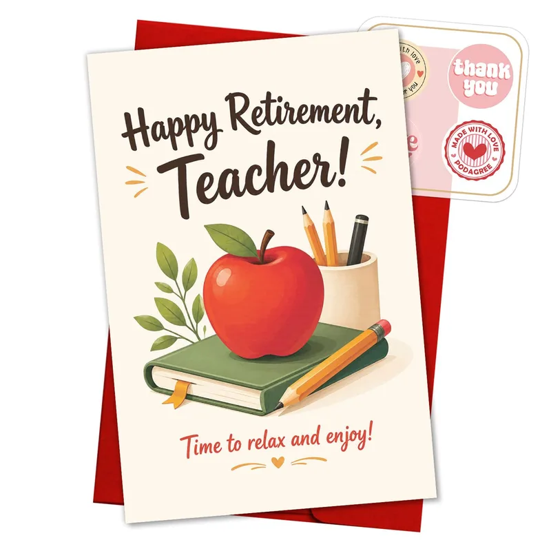 Retirement Teacher Card: Red Apple Design for a Teacher Who Is Done