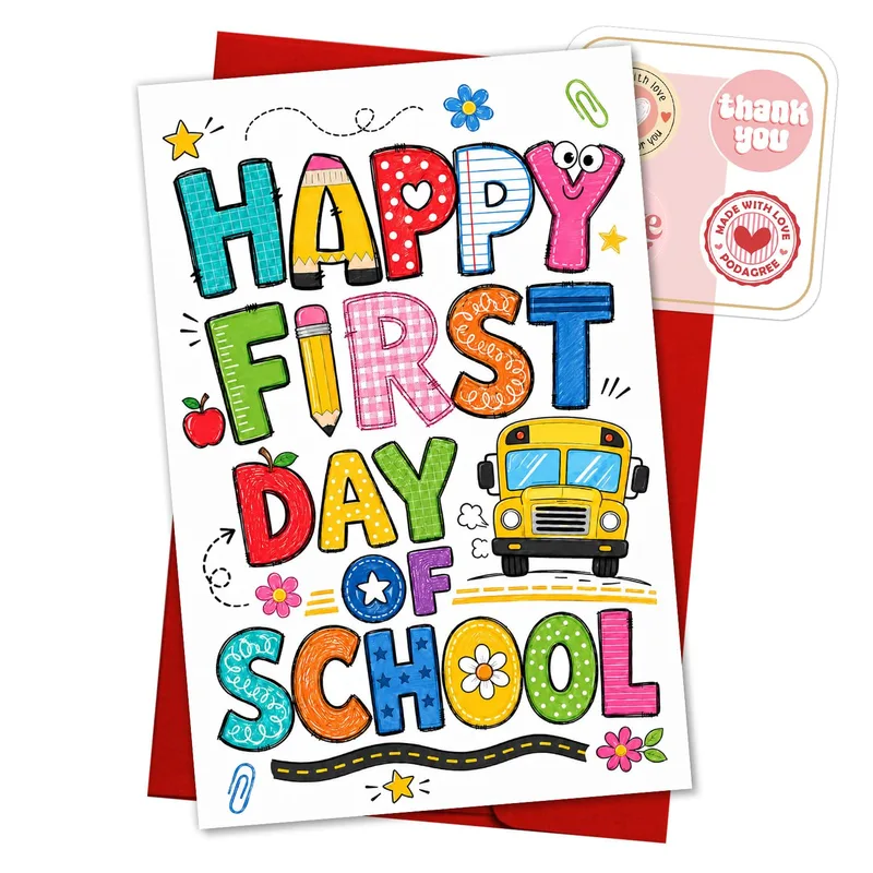 Happy First Day Card for Back to School Kids