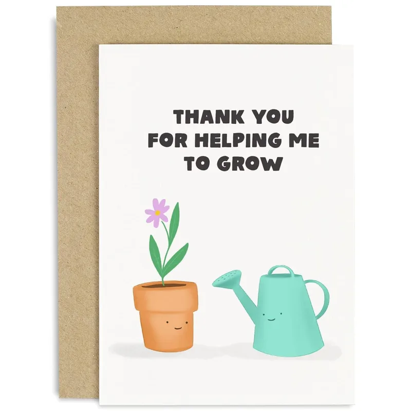 Cartoon Flower Pot Card for Teachers and Mentors