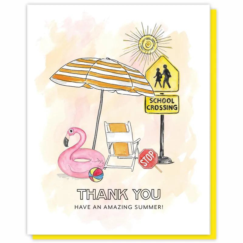Teacher Summer Thank You Card: Sunny Beach Scene