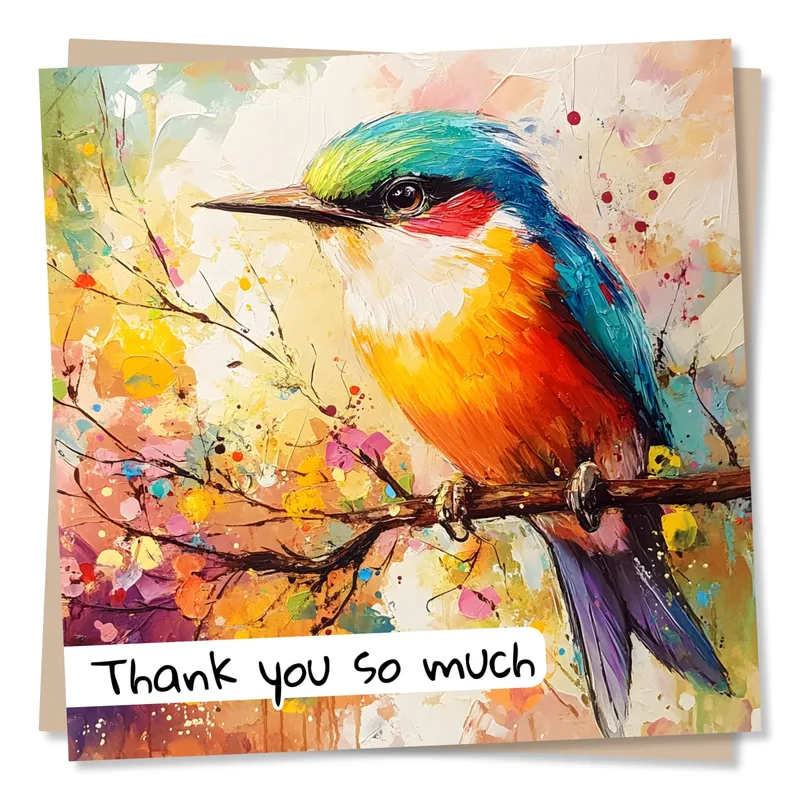 Colorful Bird Thank You Card for a Loved One and Friends