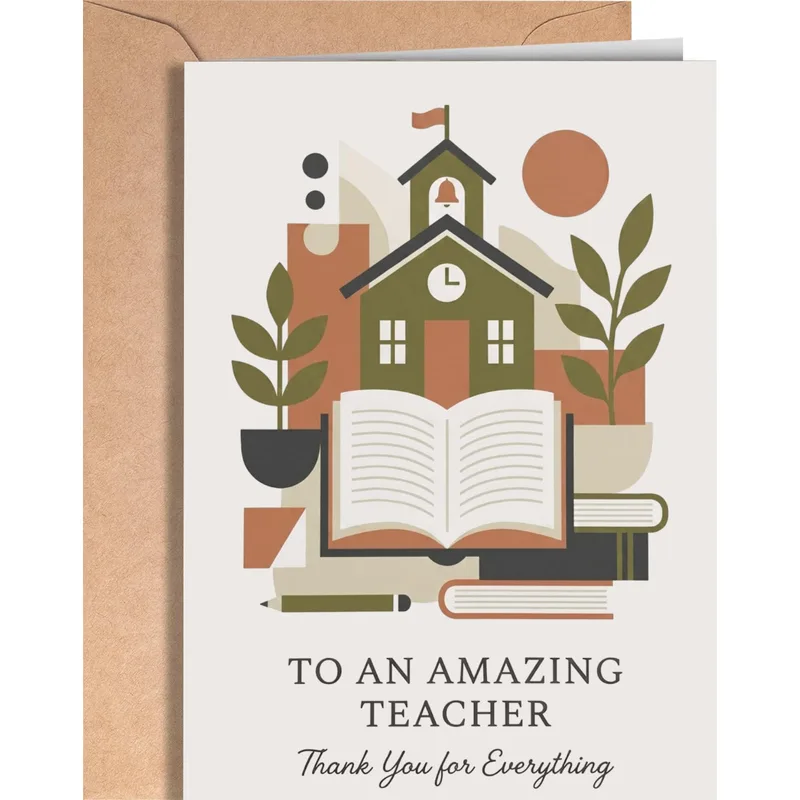 To An Amazing Teacher Card: Schoolhouse Thank You