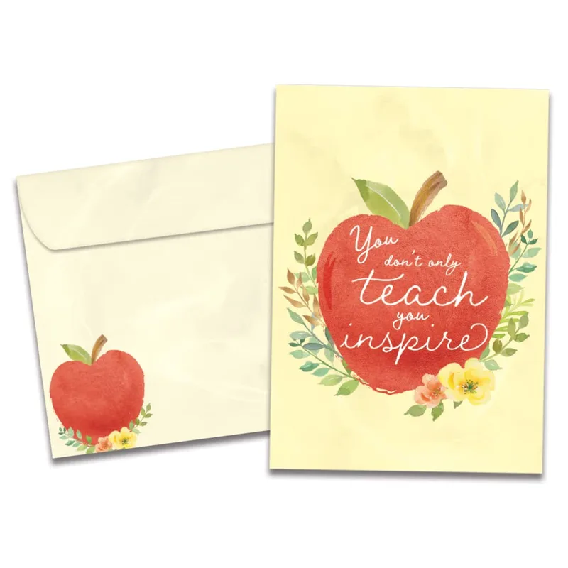 You don't only teach Card for Teachers with a Red Apple