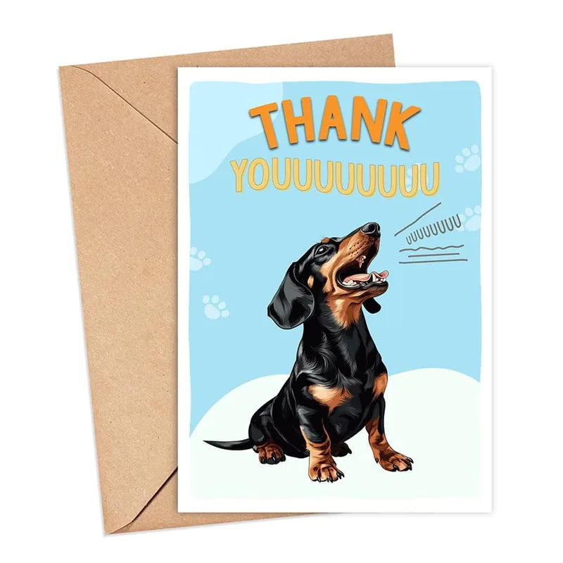 Dachshund Thank You Card: A Howling Good Thanks
