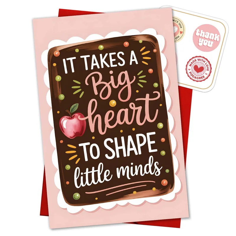 Chocolate Brown Apple Border Card for Teachers and Mentors