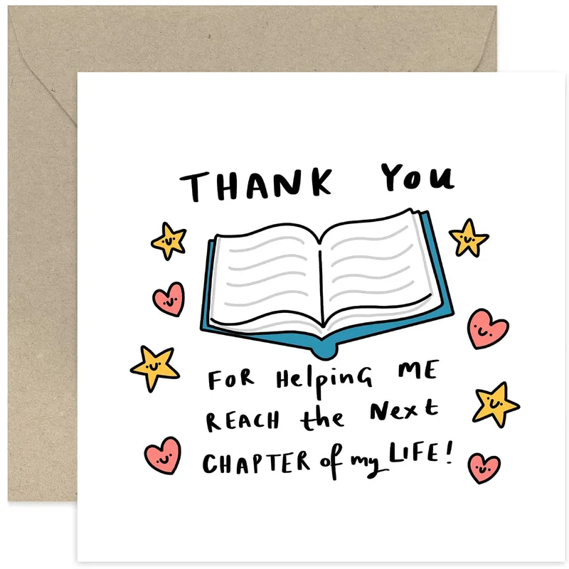 Next Chapter Thank You Card – Greeting Card in black