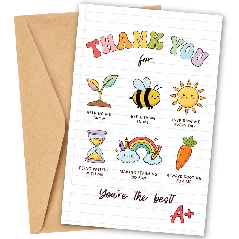 Thank You for Helping Me Grow Card for Teachers and Mentors
