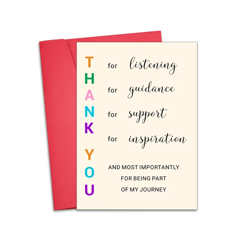 Thank You Listening Card: Rainbow Letters and Script Thanks