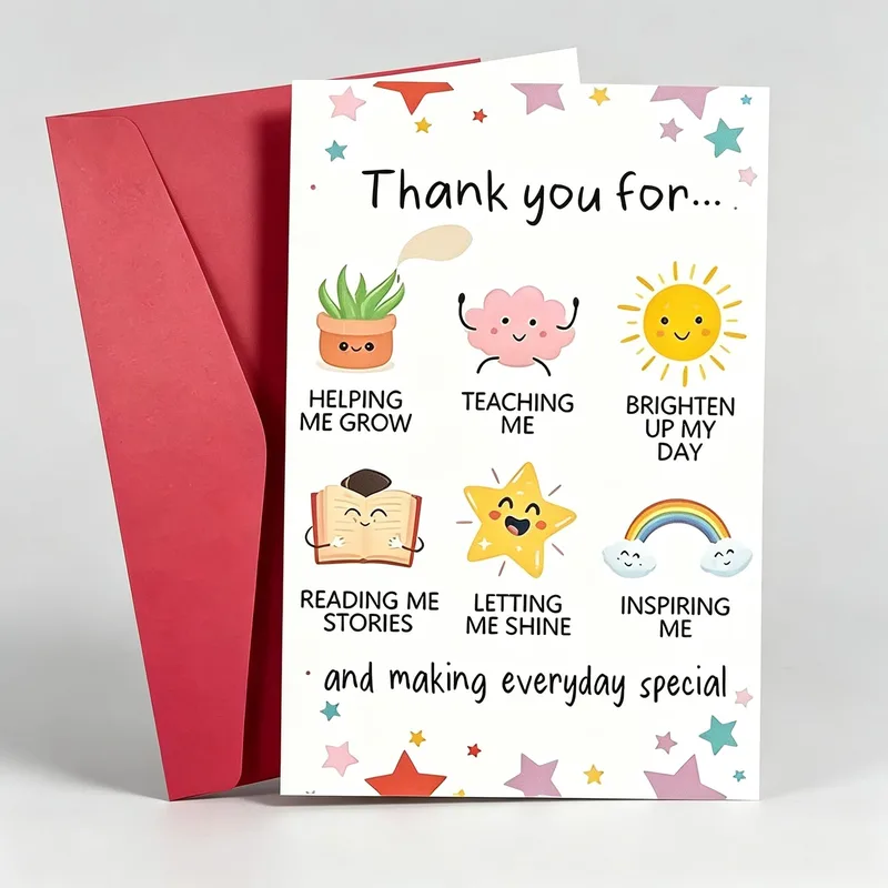 Cute Thank You Card for Teachers and Helpers