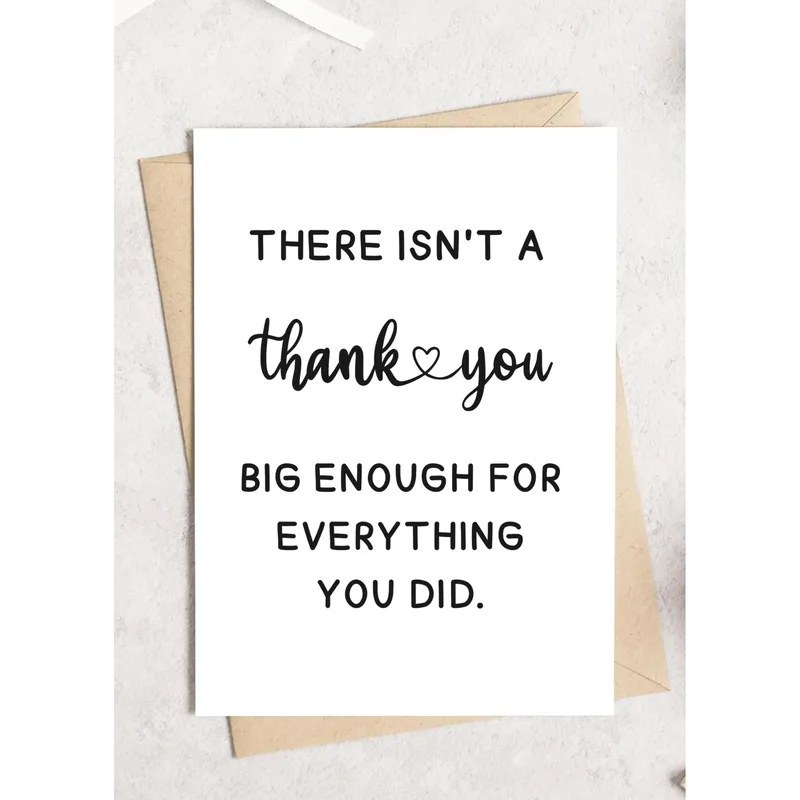 Black Script Minimalist Text Card: Thank You Card for Teachers