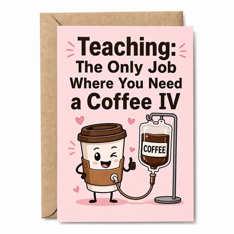 Teaching Coffee IV Card: A Funny Thank You for Teachers