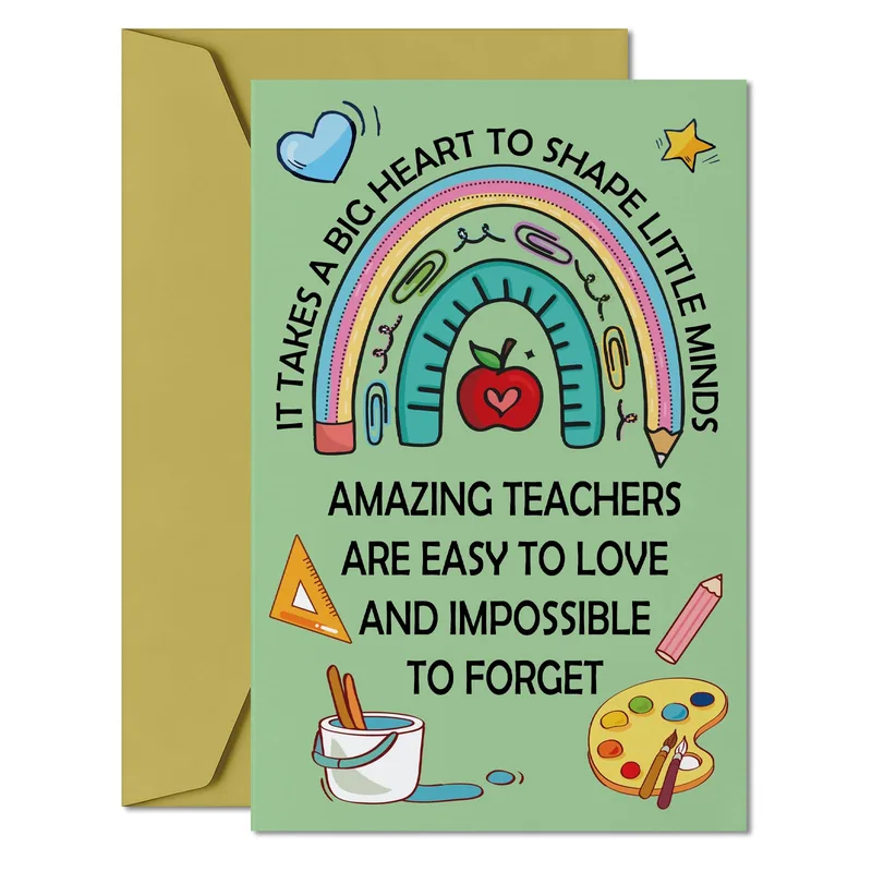 Rainbow School Supplies Illustration Card for Teachers