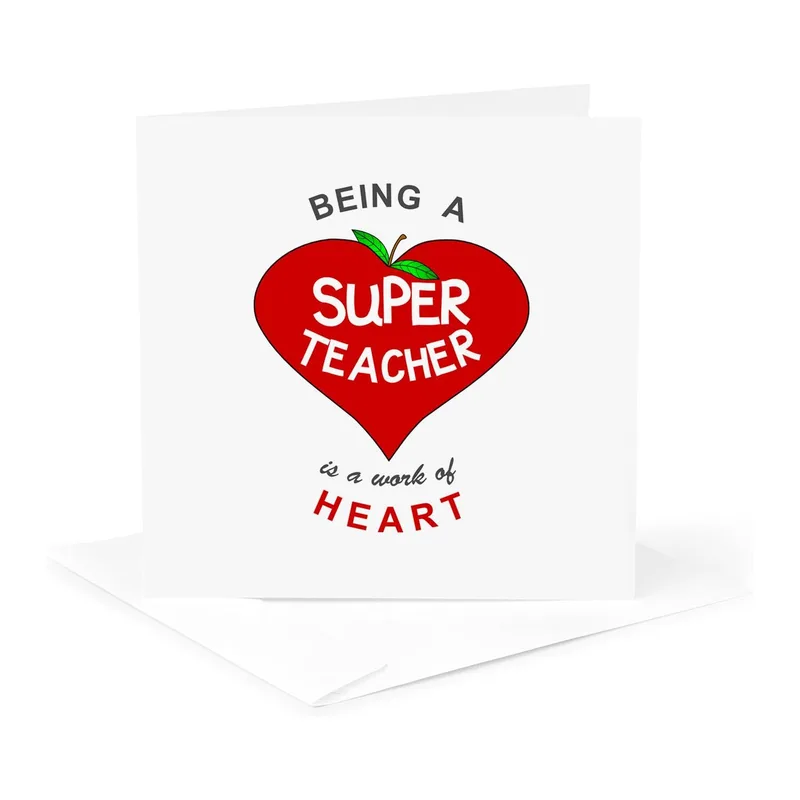 Super Teacher Card: Heart-Shaped Apple Thank You