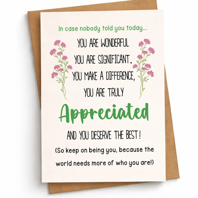 You Are Wonderful Card with Pink Floral Sprigs