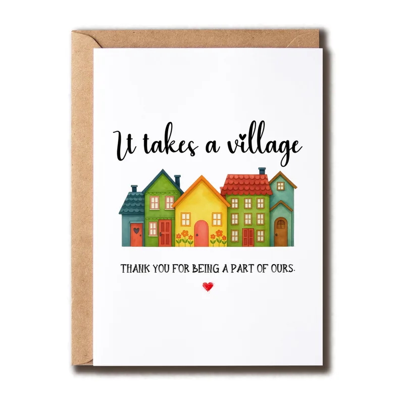 Colorful Houses Thank You Card: A Village Note of Thanks