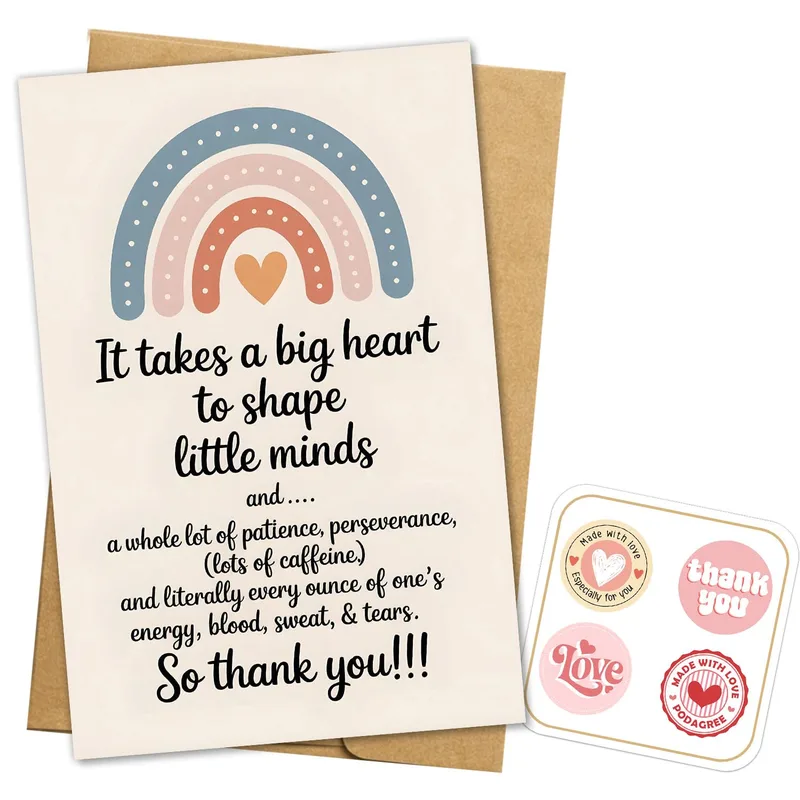 Pastel Boho Rainbow Card for Teachers and Mentors