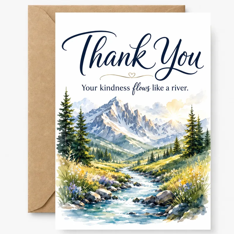 Mountain River Thank You Card for Gratitude Notes