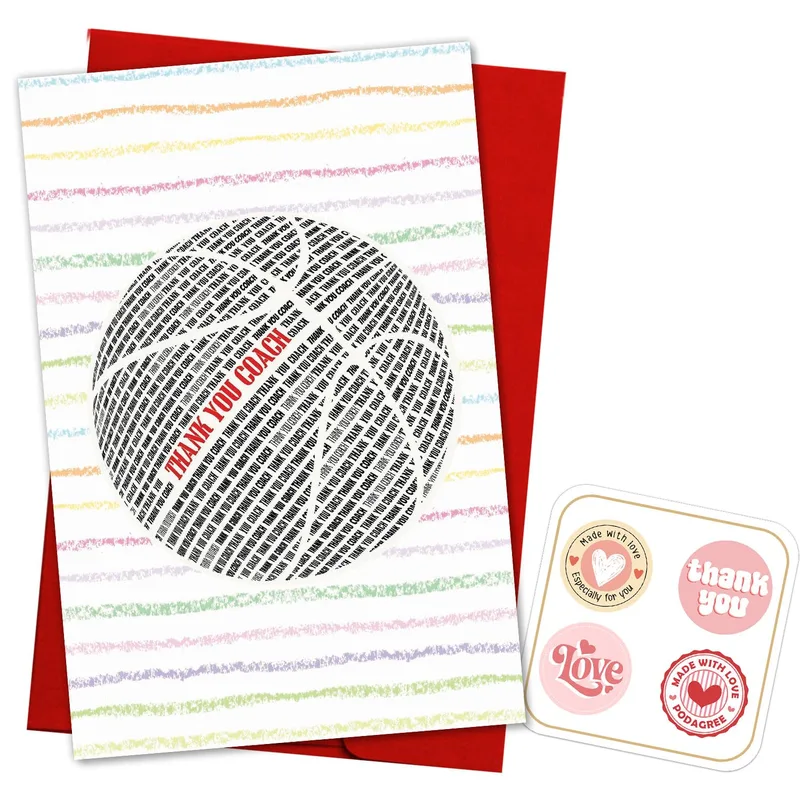 Volleyball Text Art Pattern Card: Thank You Coach Message